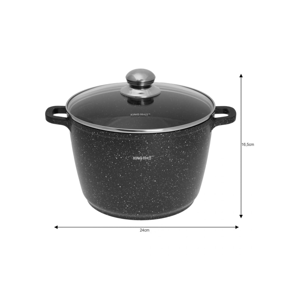 Garnek z powłoką marmurową 6.2L 24cm indukcja gaz KINGHOFF