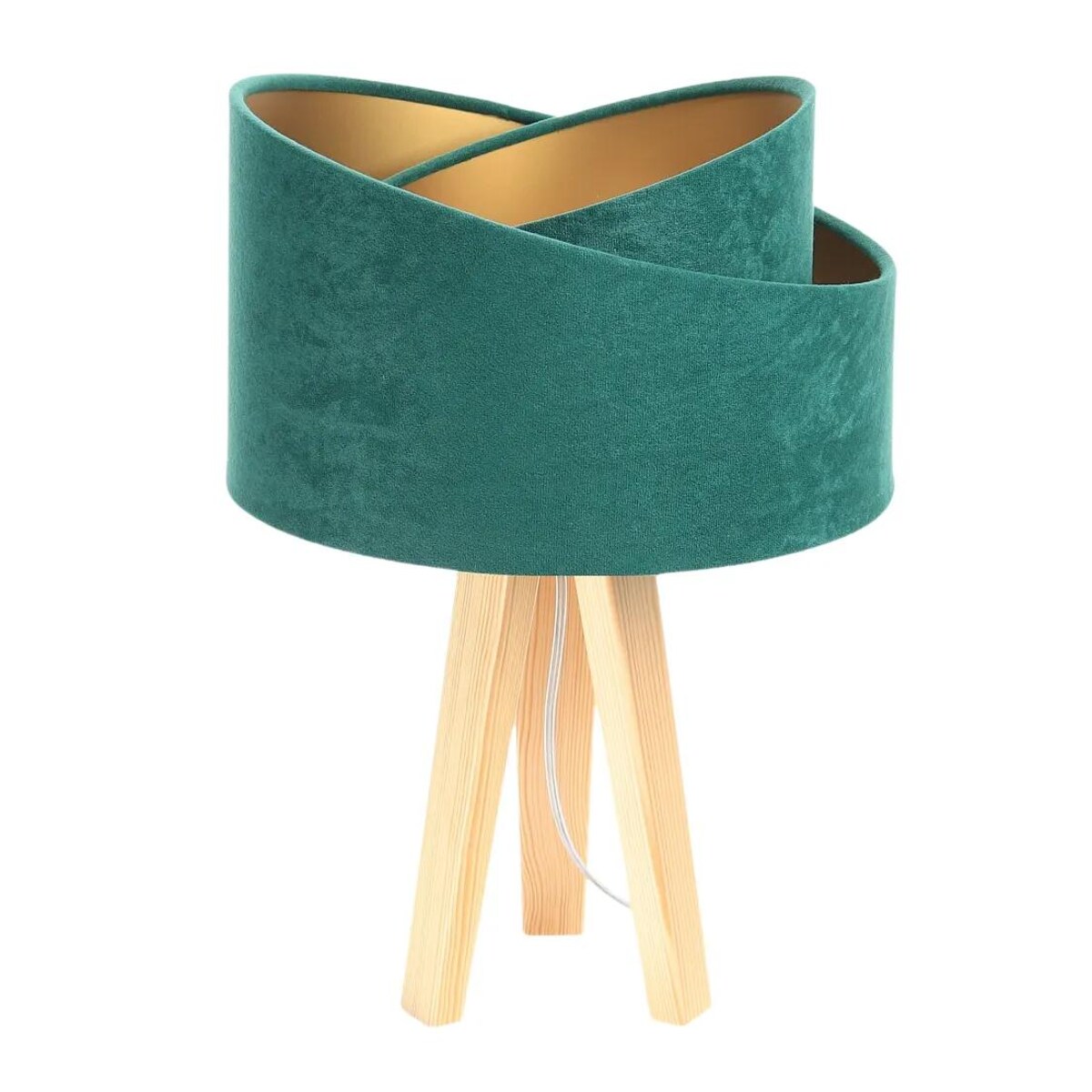 Lampa stołowa GEMSTONE zielona/złota/sosna