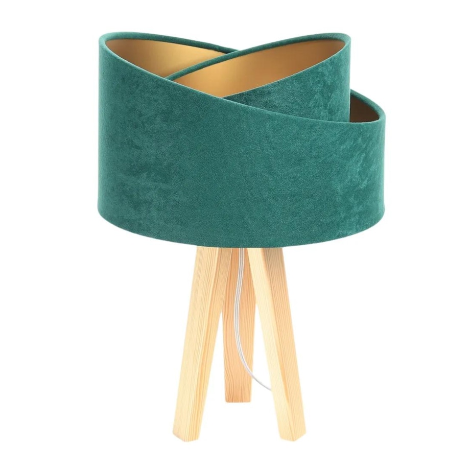 Lampa stołowa GEMSTONE zielona/złota/sosna