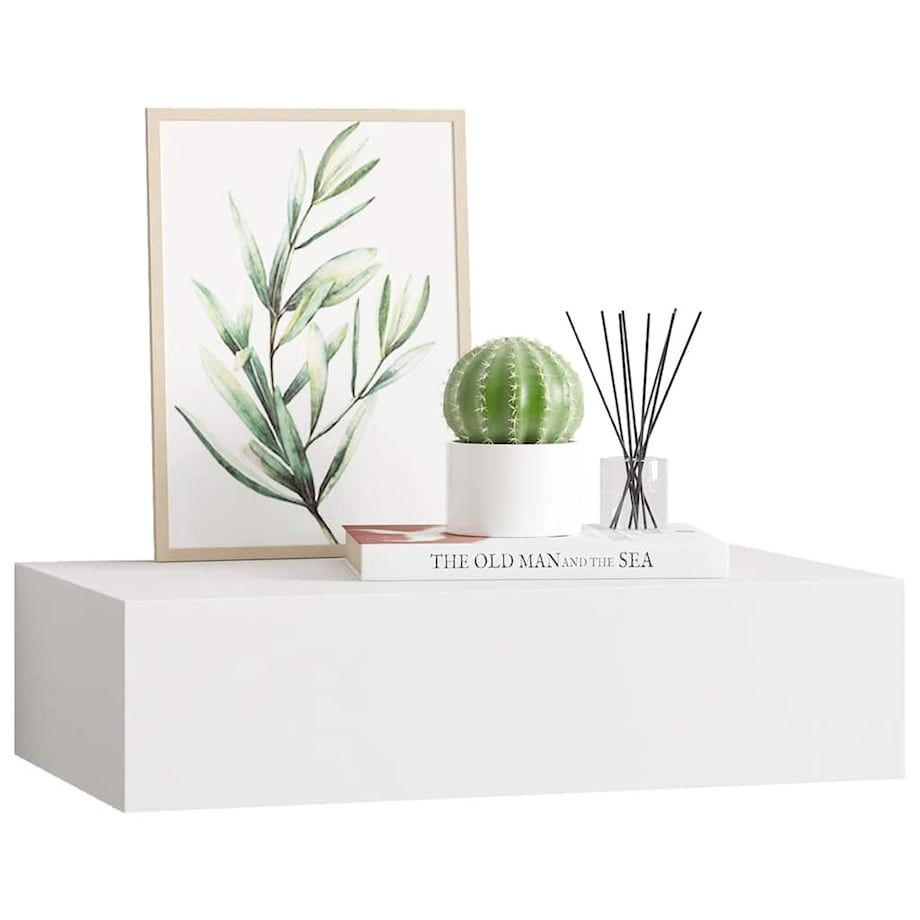vidaXL Półka ścienna z szufladą, biała, 40 x 23,5 x 10 cm, MDF