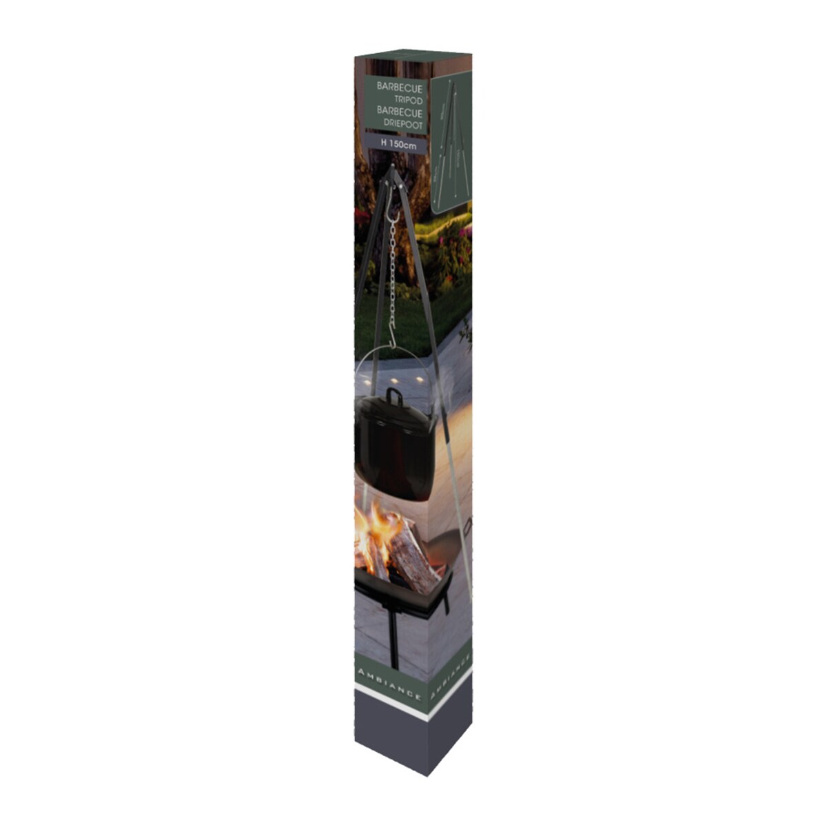 Stojak trójnóg do grilla, max 150 cm, kolor czarny, metal