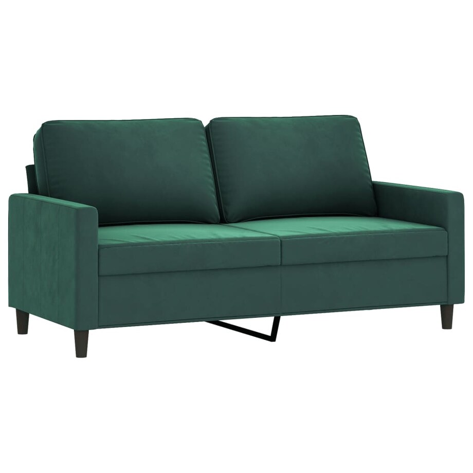 vidaXL Sofa 2-osobowa, ciemnozielona, 140 cm, tapicerowana aksamitem