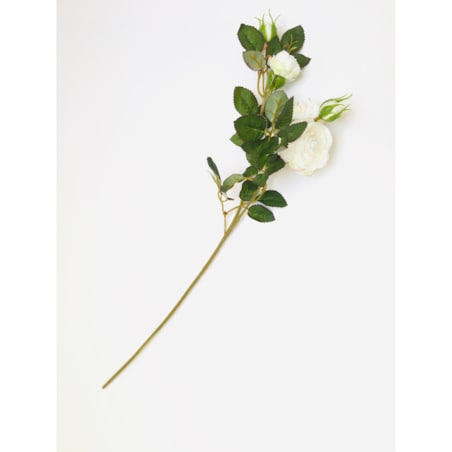 GAŁĄZKA RÓŻA BIAŁA stroika do bukietu sztuczna DEKORACJI pączki liście