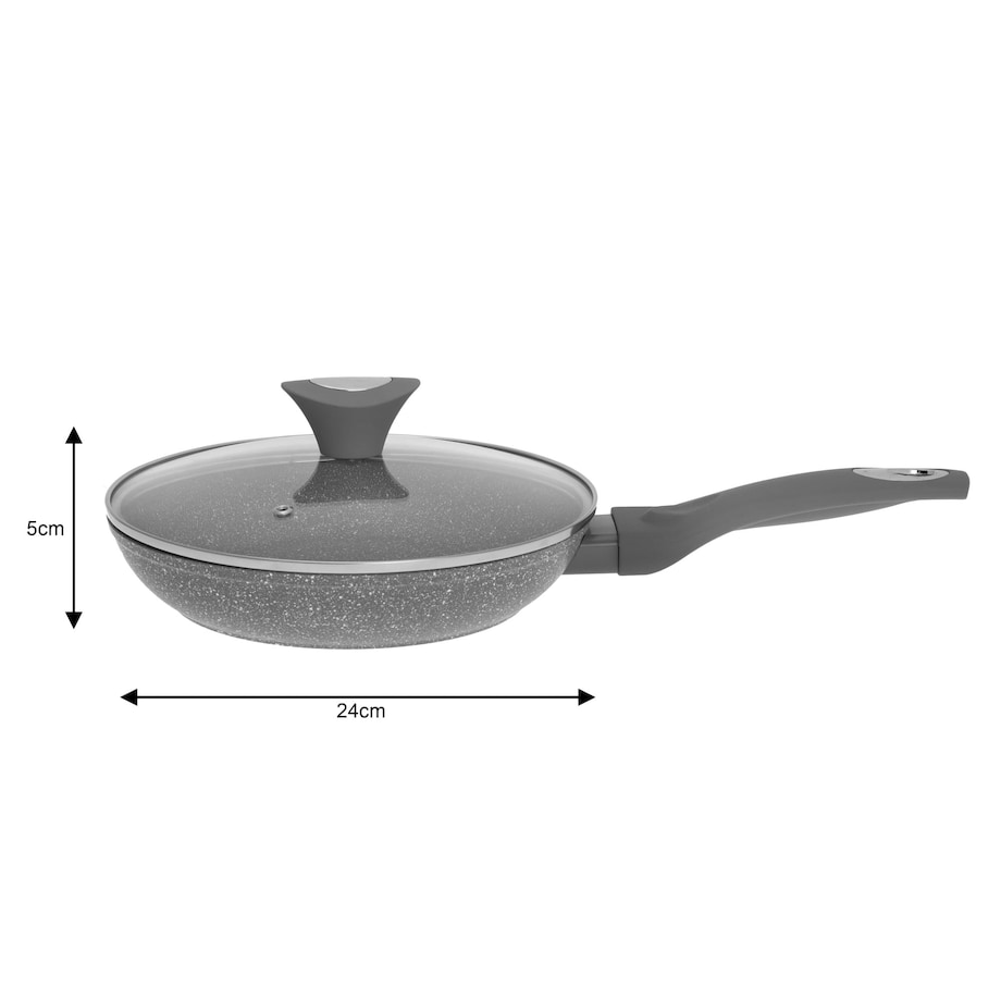 Patelnia granitowa z pokrywką 24cm indukcja gaz KLAUSBERG Marmo Grey