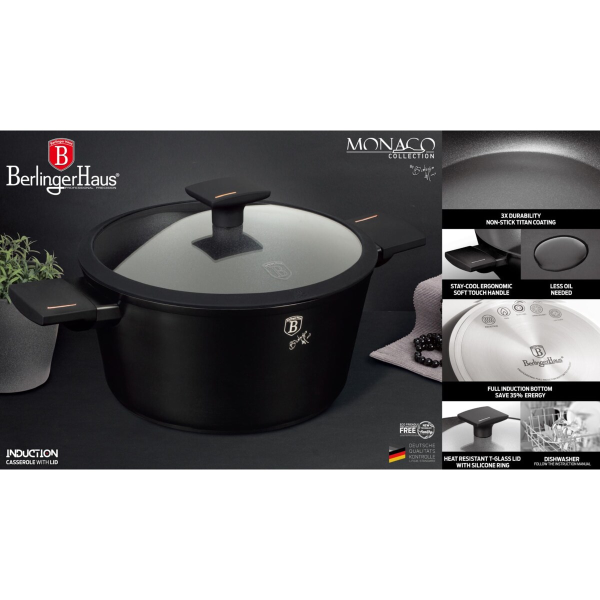 Garnek z powłoką tytanową 24cm 4.1L BERLINGER HAUS Monaco