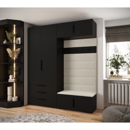 Garderoba do przedpokoju INOVA 1 Z12 czarny+czarny+manila02
