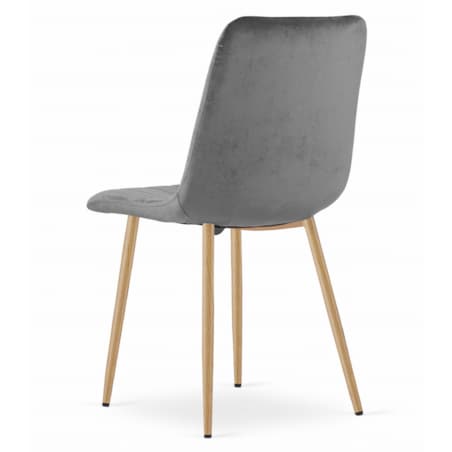 Krzesło Do Jadalni Kuchni Salonu Lava - Ciemny Szary Aksamit / Nogi Kolor Drewna X 3