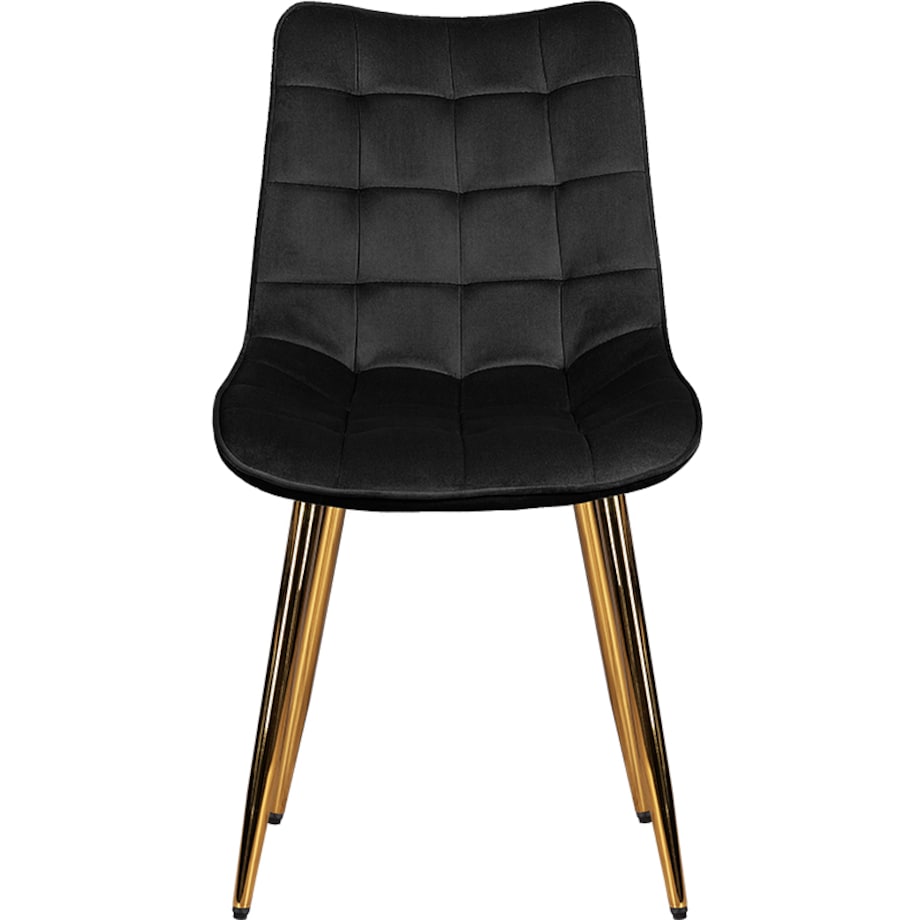 Krzesło tapicerowane czarne welurowe pikowane glamour złote nogi