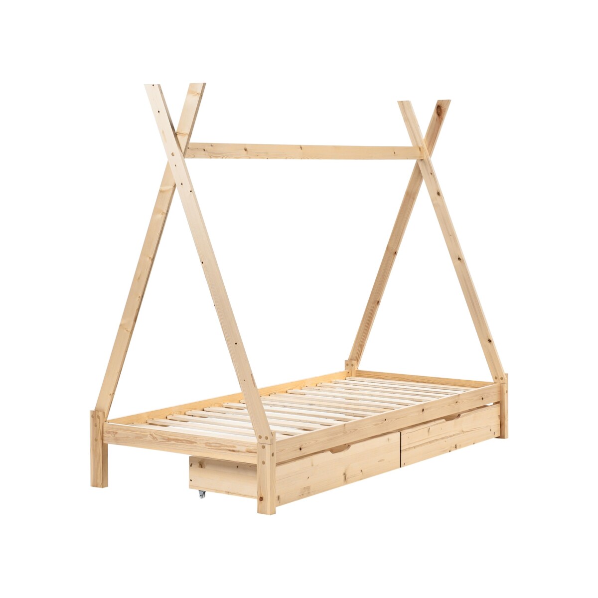 Łóżko z szufladami Drewno sosnowe DEVAY 90 x 200 cm Jasne drewno