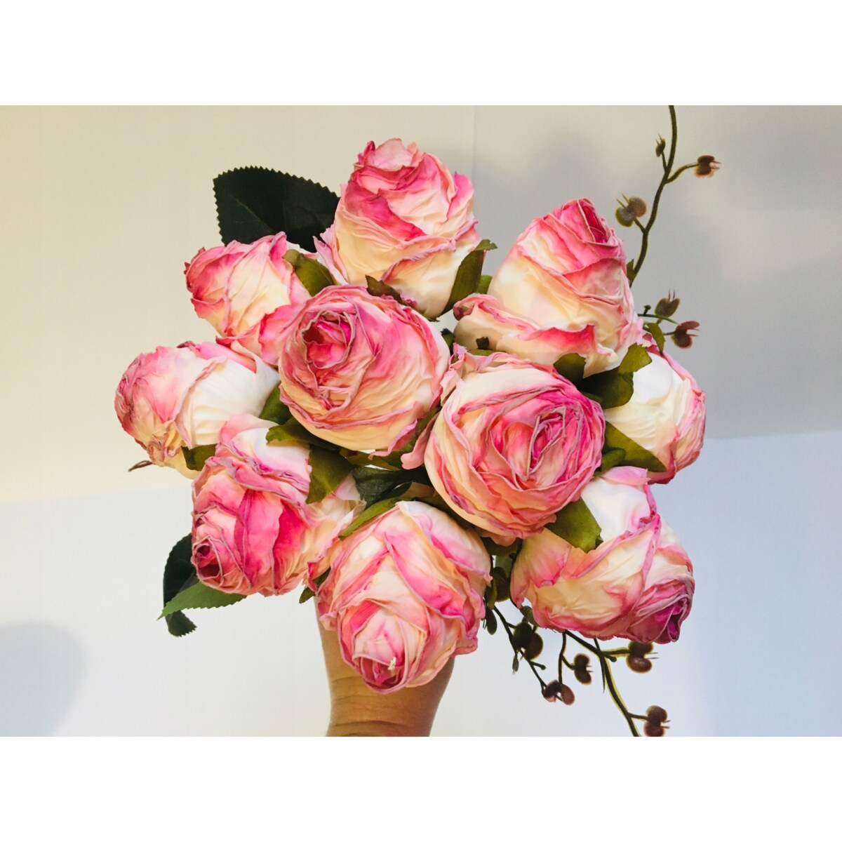 BUKIET róże sztuczne liście na dekoracje stroik wianek do wazonu święta pik