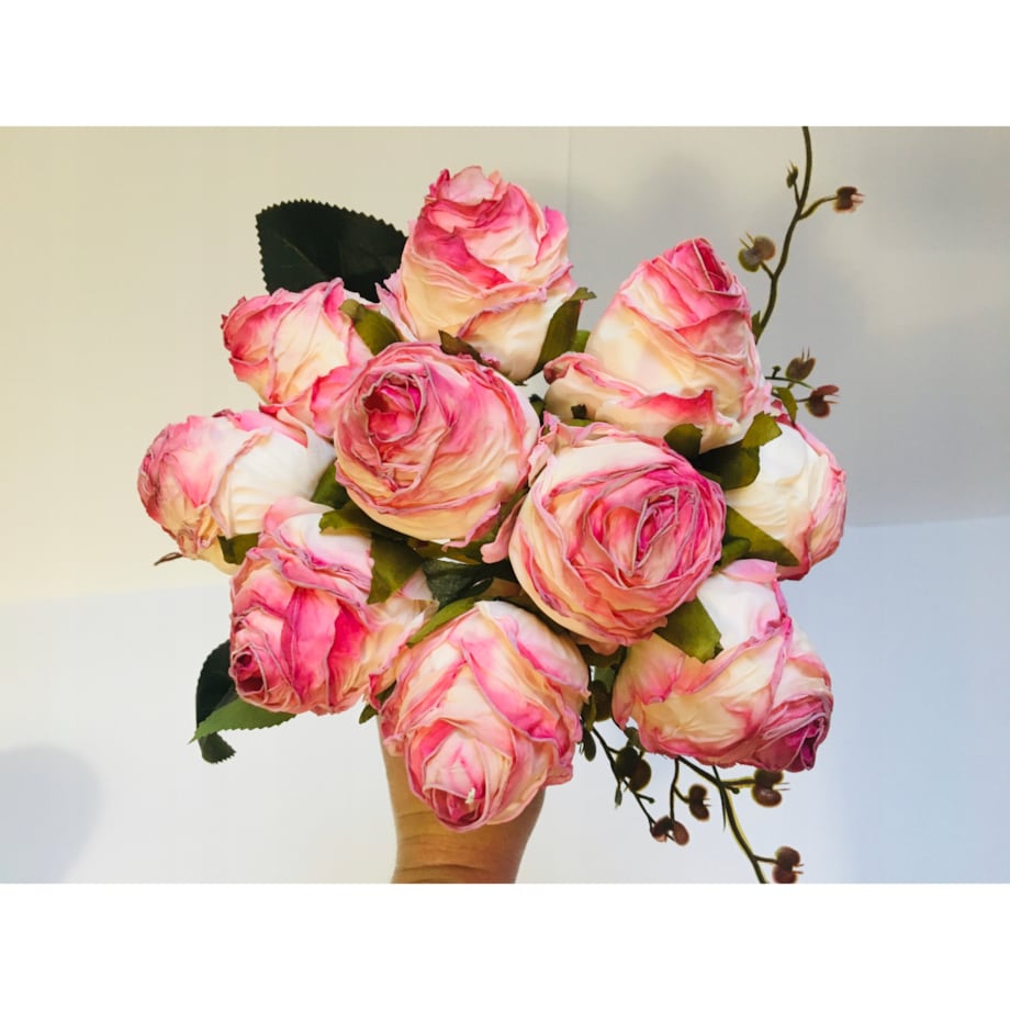 BUKIET róże sztuczne liście na dekoracje stroik wianek do wazonu święta pik