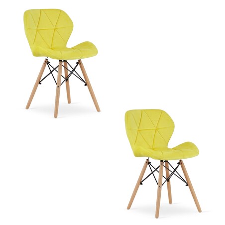 Krzesło Do Jadalni Kuchni Salonu Lago Aksamit - Żółte X 2