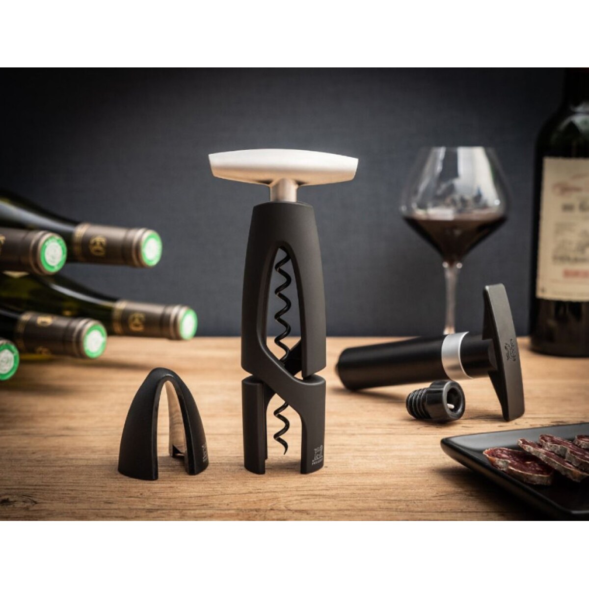 Korkociąg z przecinaczem folii Altar czarny, 17 cm, Peugot