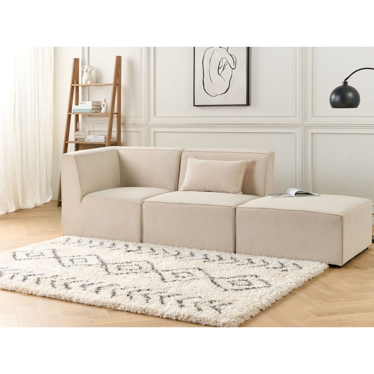 Moduł narożny sztruksowy beżowy LEMVIG