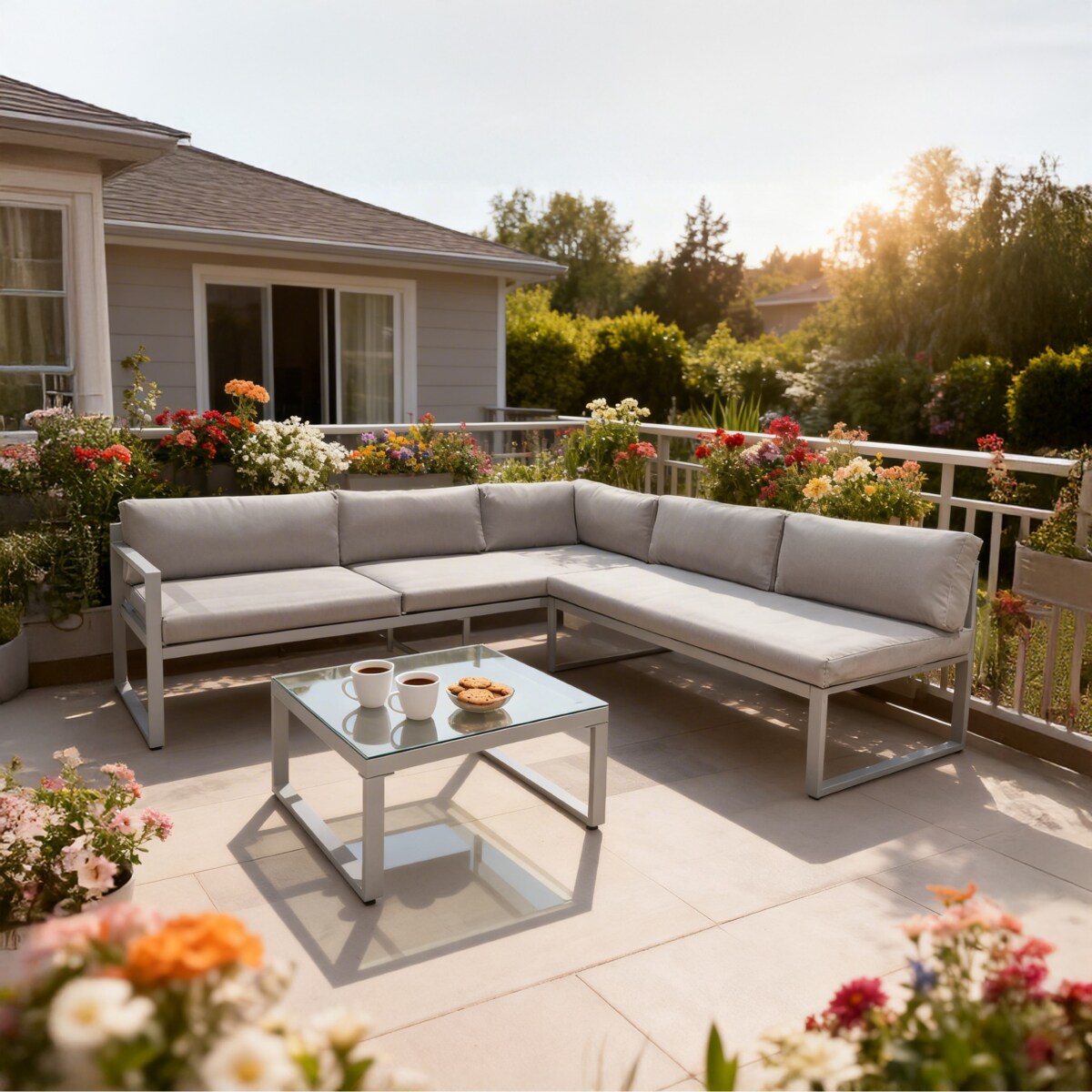 Zestaw MEBLI ogrodowych SOFA aluminiowa modułowa MODUŁOWY ogrodowe na TARAS