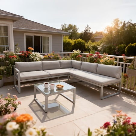 Zestaw MEBLI ogrodowych SOFA aluminiowa modułowa MODUŁOWY ogrodowe na TARAS