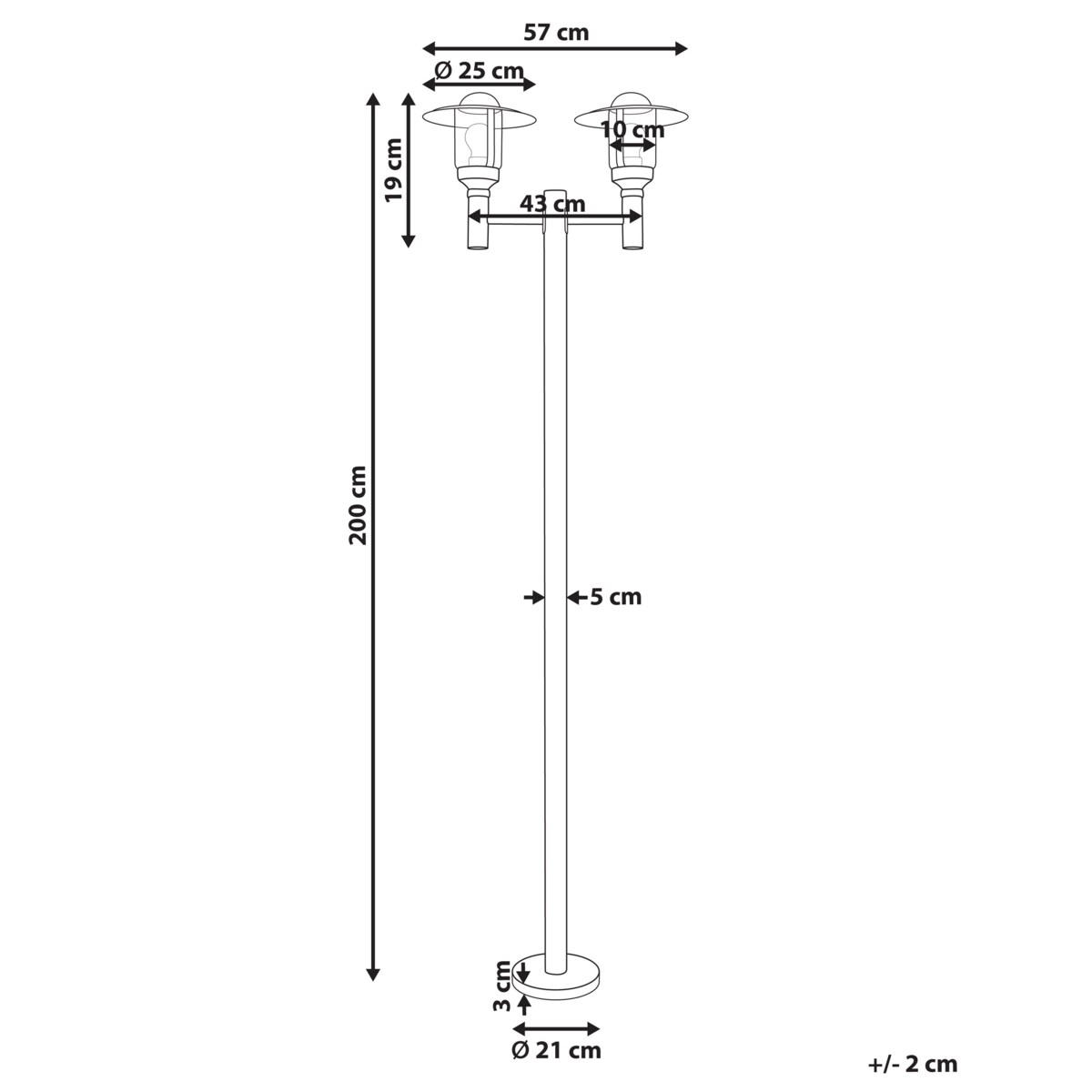 Latarnia ogrodowa 2-punktowa czarna TIZU