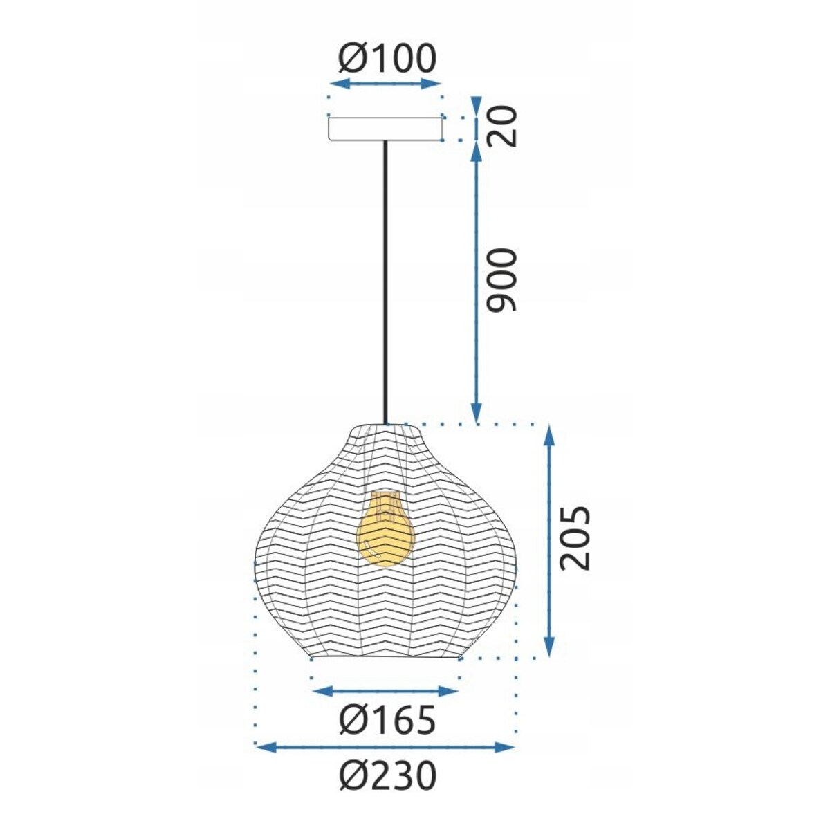 Lampa Sufitowa Wisząca Szklana Retro Szkło