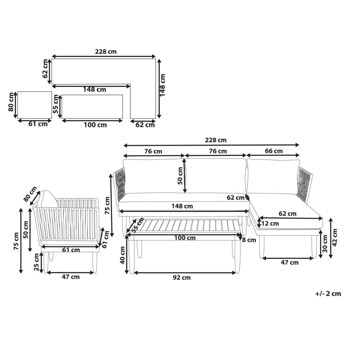 Zestaw ogrodowy drewno akacjowe 5-osobowy jasny CREMONA