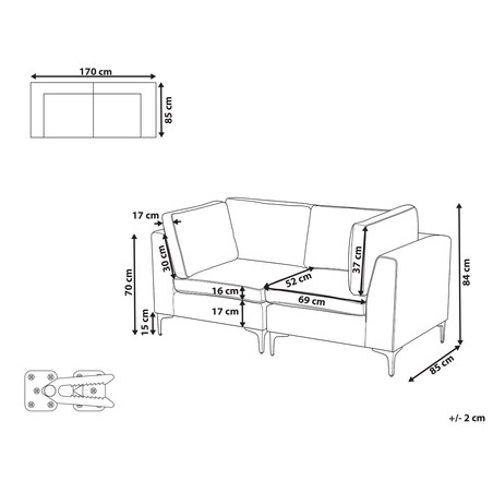 Sofa modułowa dla 2 osób EVJA Zielony Welur