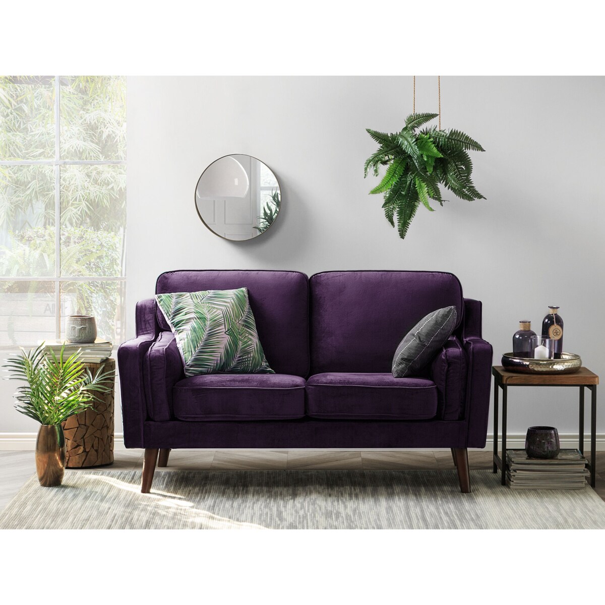 Sofa dla 2 osób LOKKA Welur Purpurowy