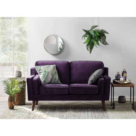 Sofa dla 2 osób LOKKA Welur Purpurowy