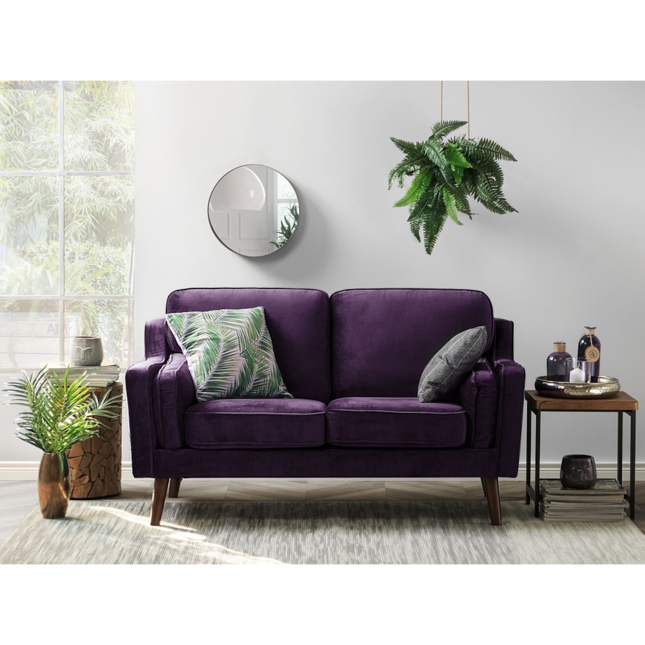 Sofa dla 2 osób LOKKA Welur Purpurowy