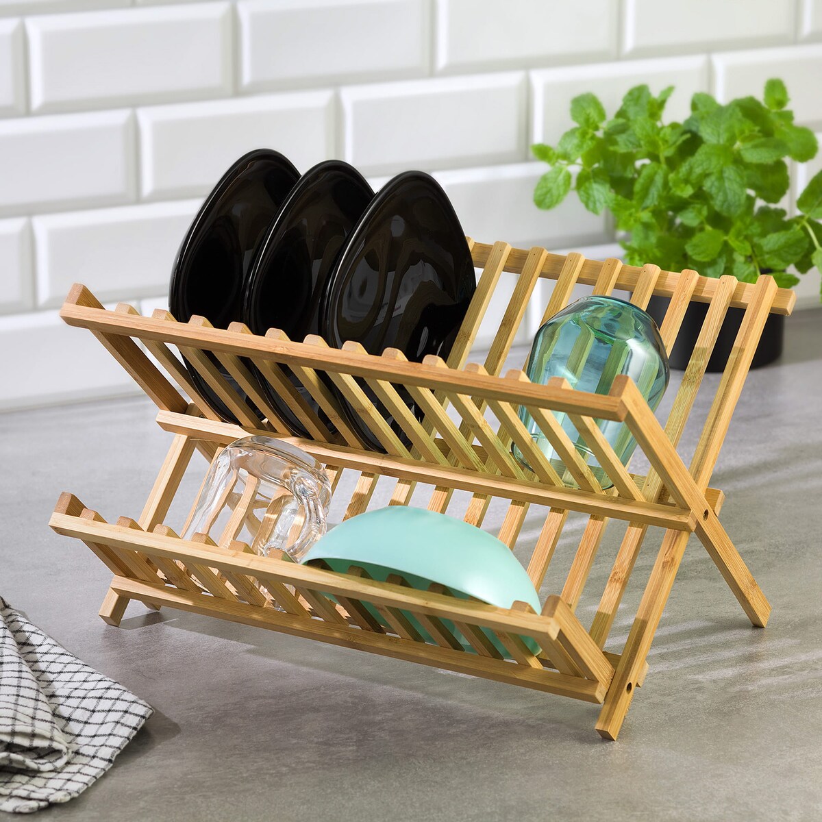 Suszarka do naczyń stojąca bambusowa ociekacz KINGHOFF