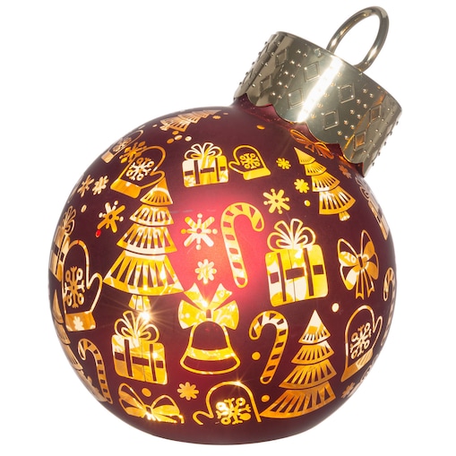 Bombka choinkowa szklana z oświetleniem LED, motyw prezentów, Ø 12 x 14 cm