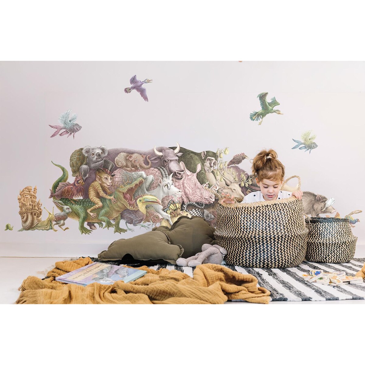 Zestaw naklejek na ścianę, Bajkowe stworzenia, 80cm