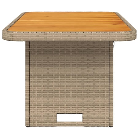 vidaXL Stół ogrodowy, beżowy, 90x55x71 cm, polirattan i akacja