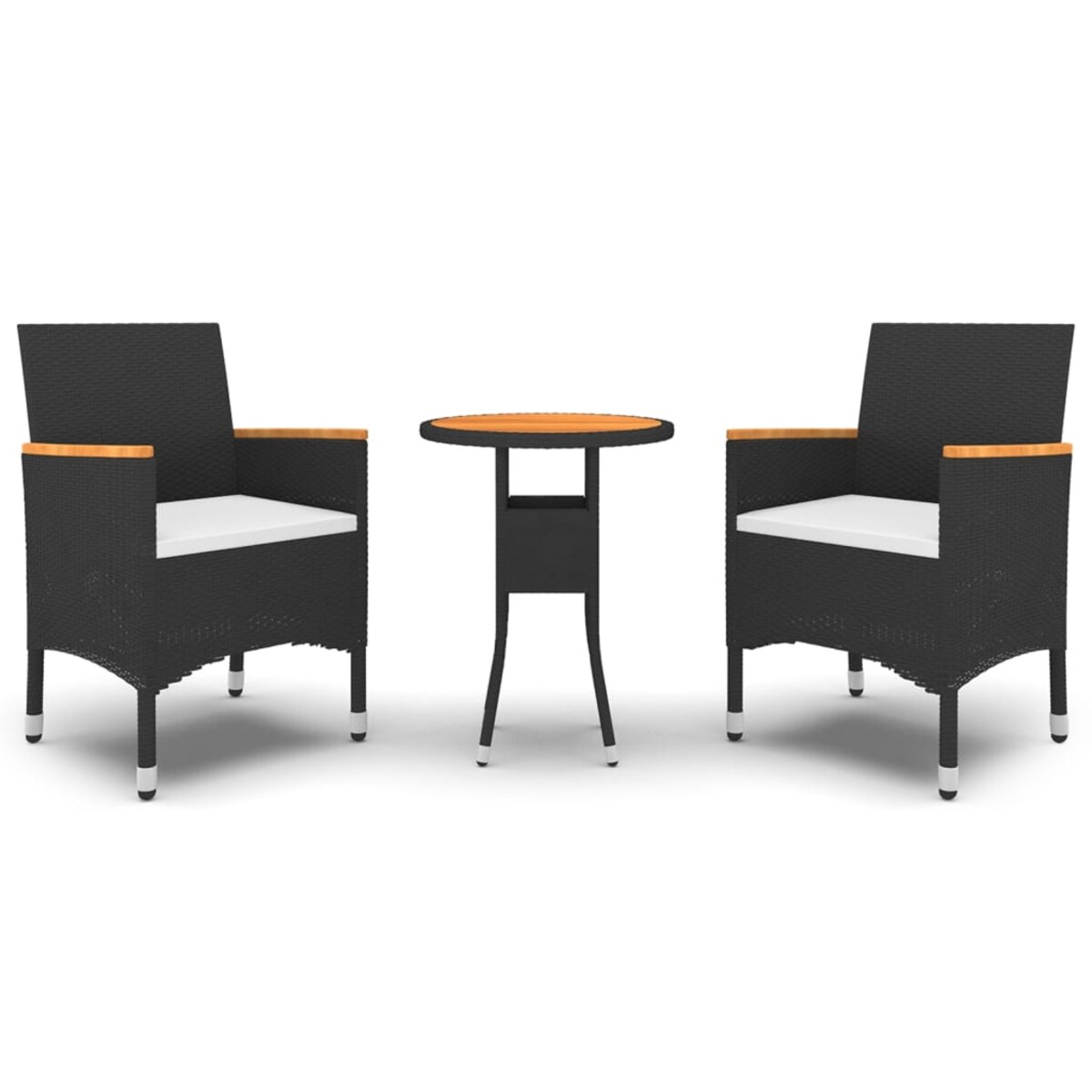 vidaXL 3-częściowy zestaw mebli ogrodowych, polirattan, czarny