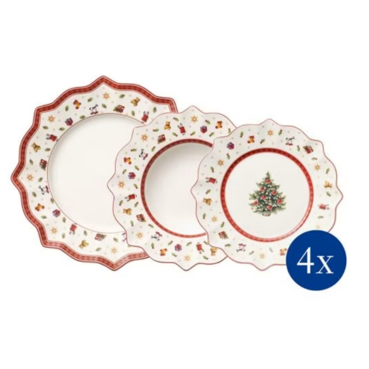 Zestaw świątecznych talerzy dla 4 osób Toy's Delight, 12 el, Villeroy & Boch