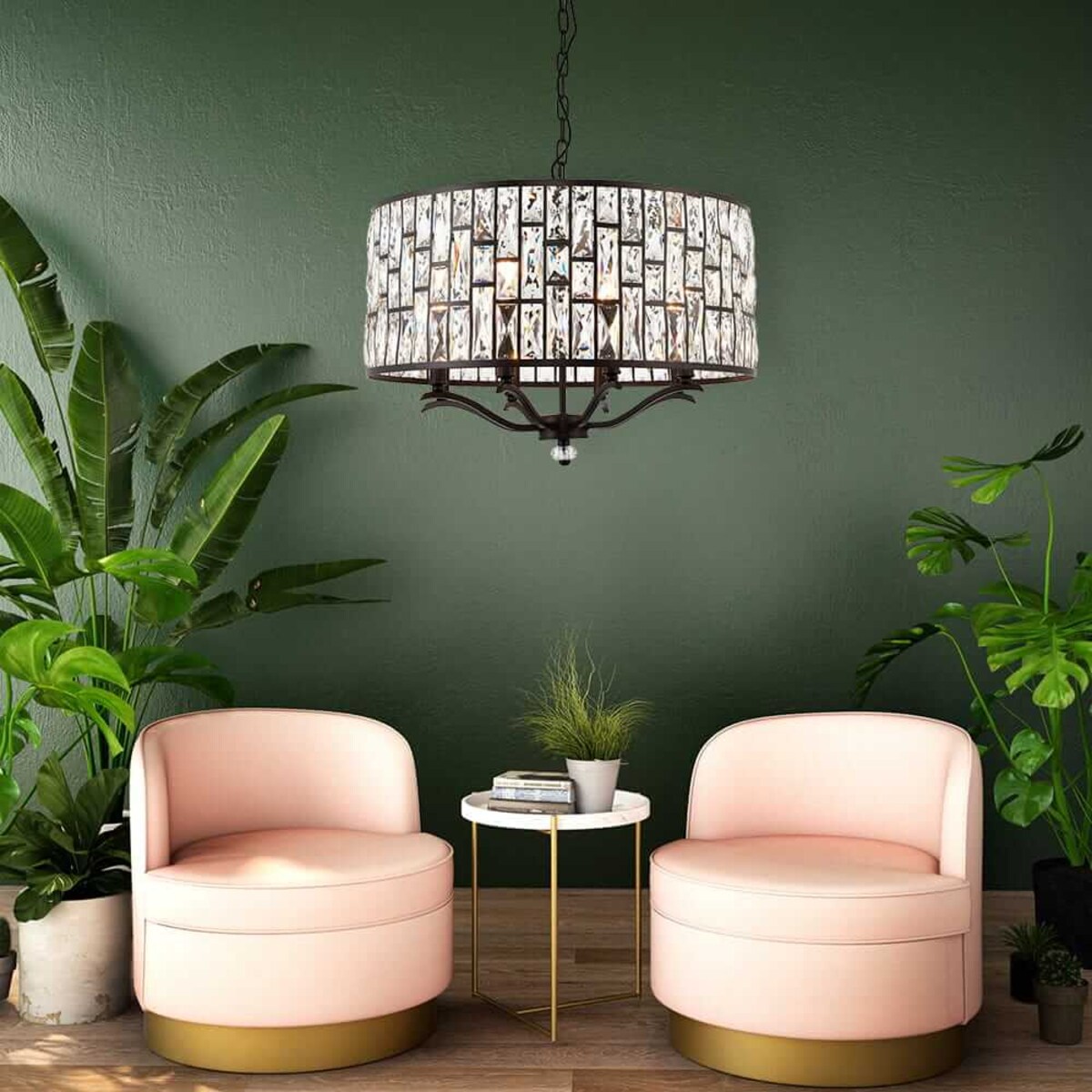 Wisząca lampa glamour Bele 69391 Endon kryształ czarny okrąg przezroczysty