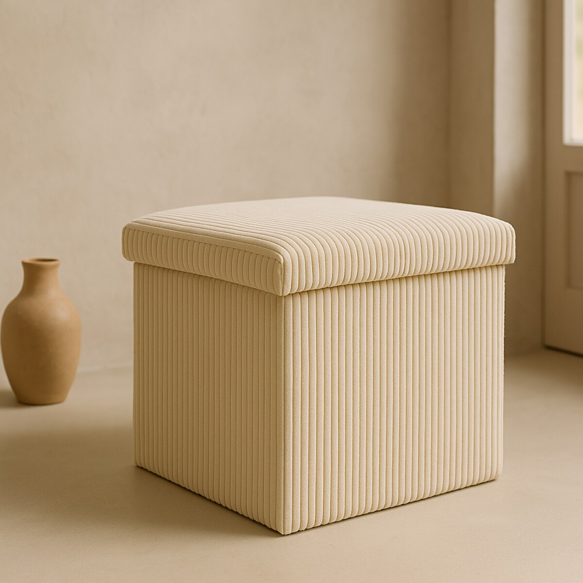 Pufa ze schowkiem sztruksowa TOBO, 38 x 38 x 38 cm