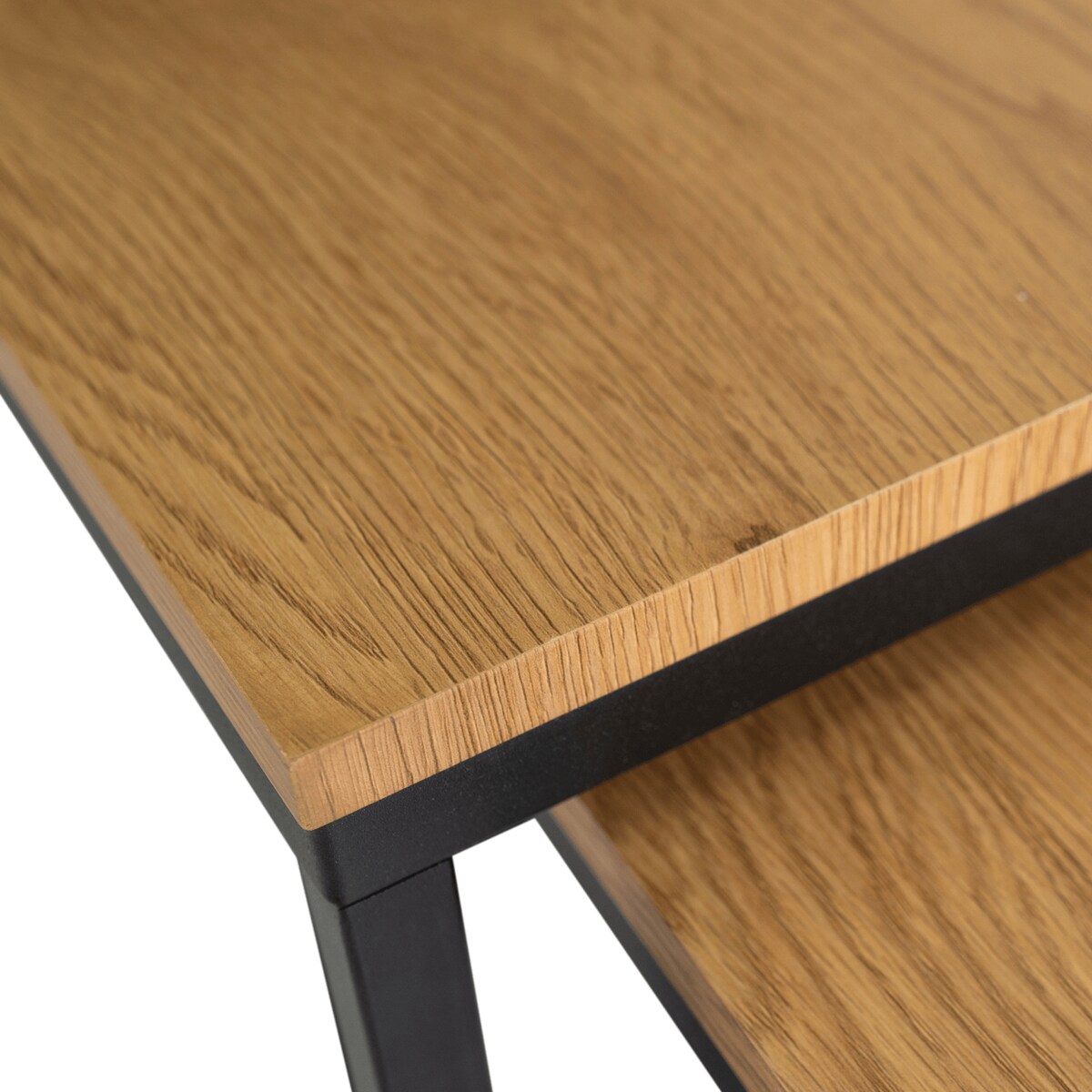 Stolik Kawowy Kwadratowy Zestaw 2w1 Ława Loft Czarny Dąb Złoty CARMI