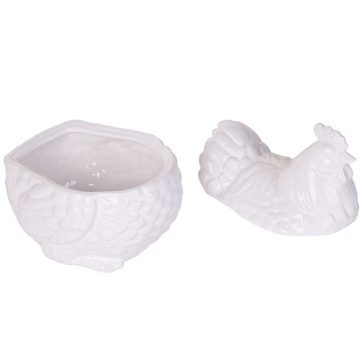Pojemnik ceramiczny kura biały BINIC