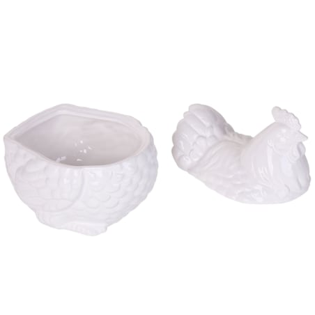 Pojemnik ceramiczny kura biały BINIC