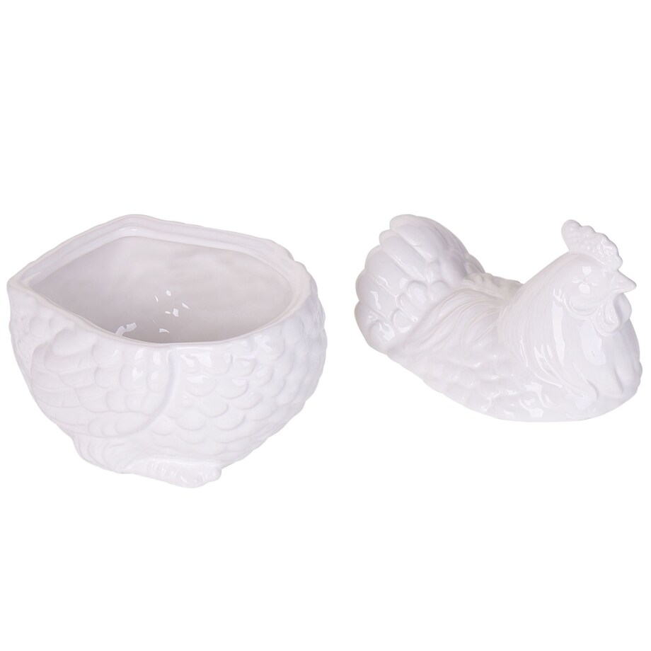 Pojemnik ceramiczny kura biały BINIC