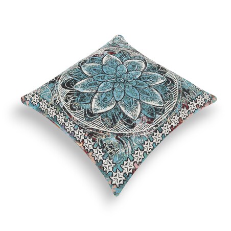 Poduszka 45x45 z tkaniny gobelinowej Alkione - niebieski turkus