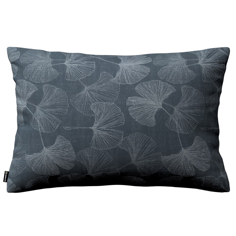 Poszewka Kinga na poduszkę prostokątną 60x40 szaro-srebrne liście miłorzębu na grafitowym tle