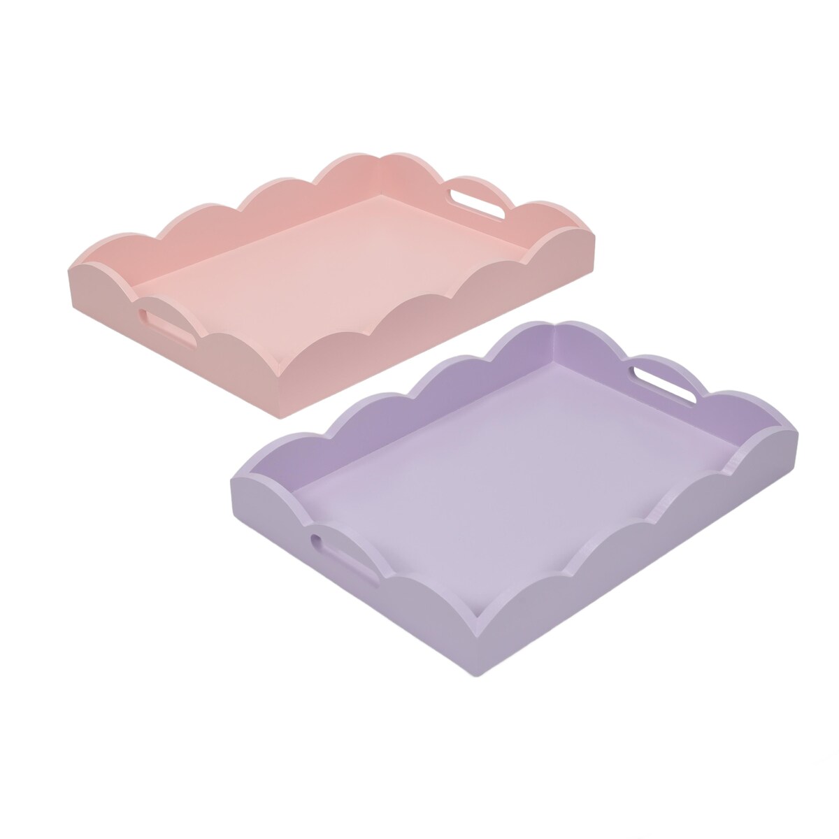 Zestaw 2 drewnianych pastelowych tacek, matowe wykończenie