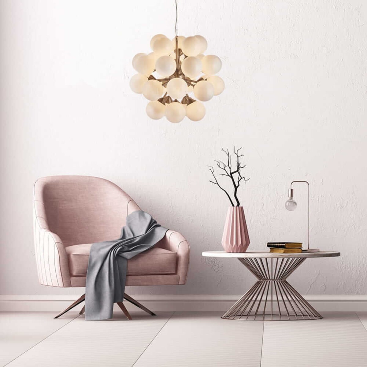 Molekułowa lampa wisząca Oscar 77587 Endon wielopunktowa biała nikiel