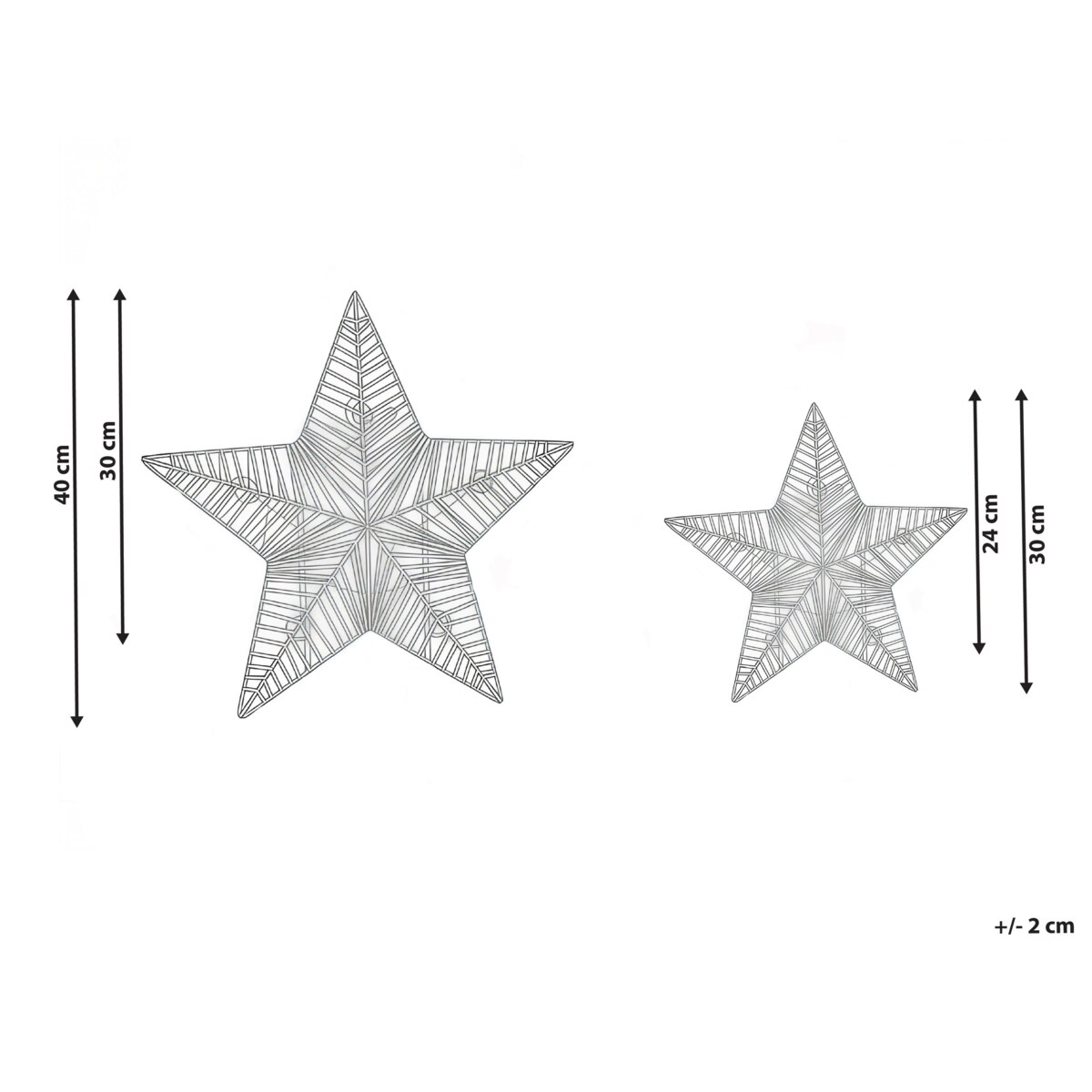 Zestaw 2 dekoracji świątecznych LED HAMPEN Gwiazda 24/30 cm Złoty