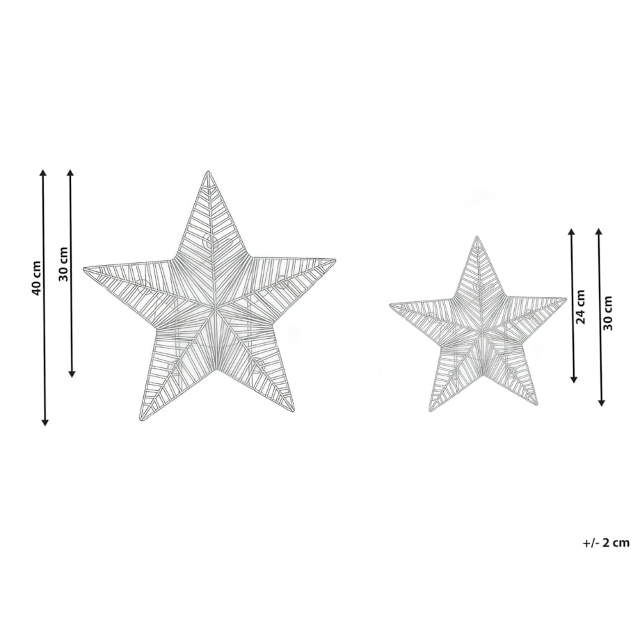 Zestaw 2 dekoracji świątecznych LED HAMPEN Gwiazda 24/30 cm Złoty