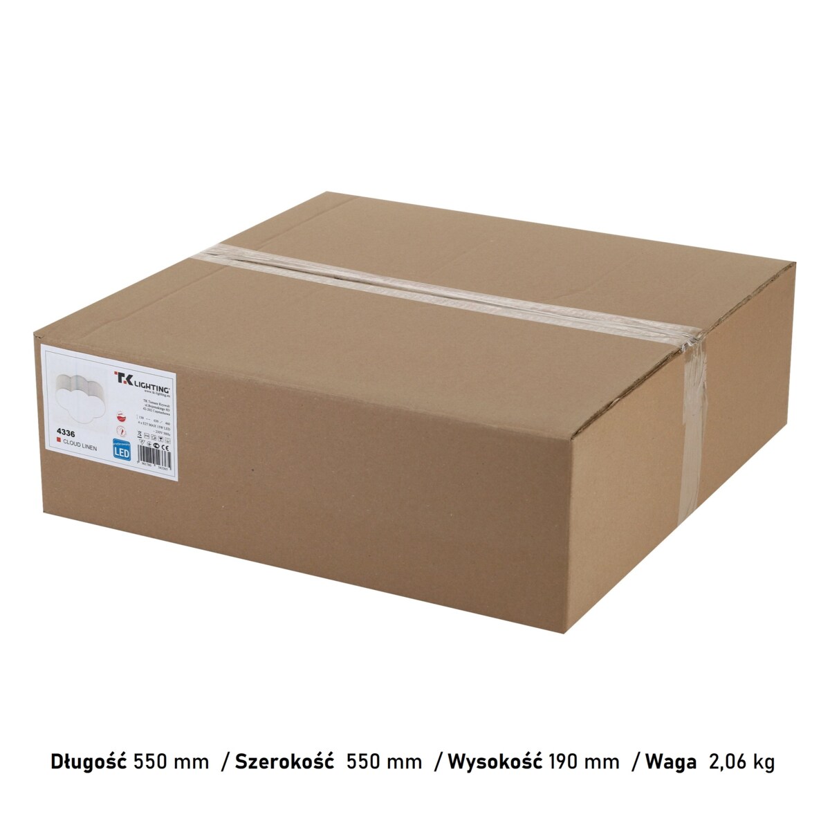 Lampa sufitowa TK Lighting CLOUD LINEN 4336, 4xE27, biel/len, nowoczesna do salonu i sypialni