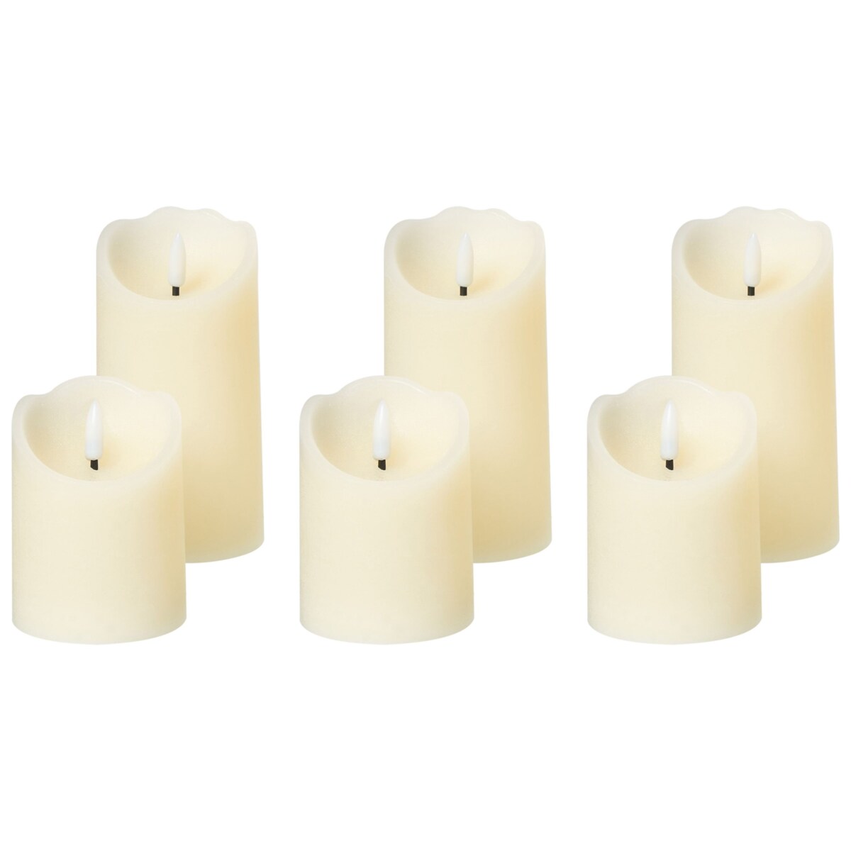 Zestaw 6 świec LED AMOREA 10/15 cm Złamana biel