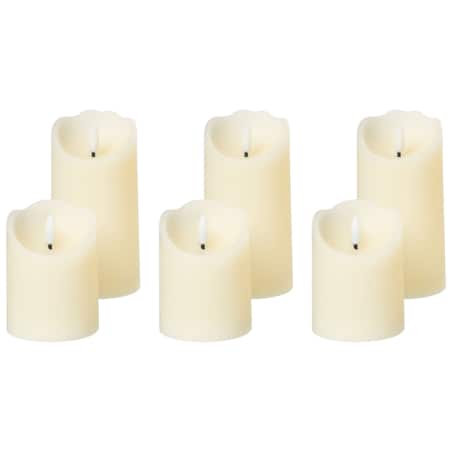 Zestaw 6 świec LED AMOREA 10/15 cm Złamana biel