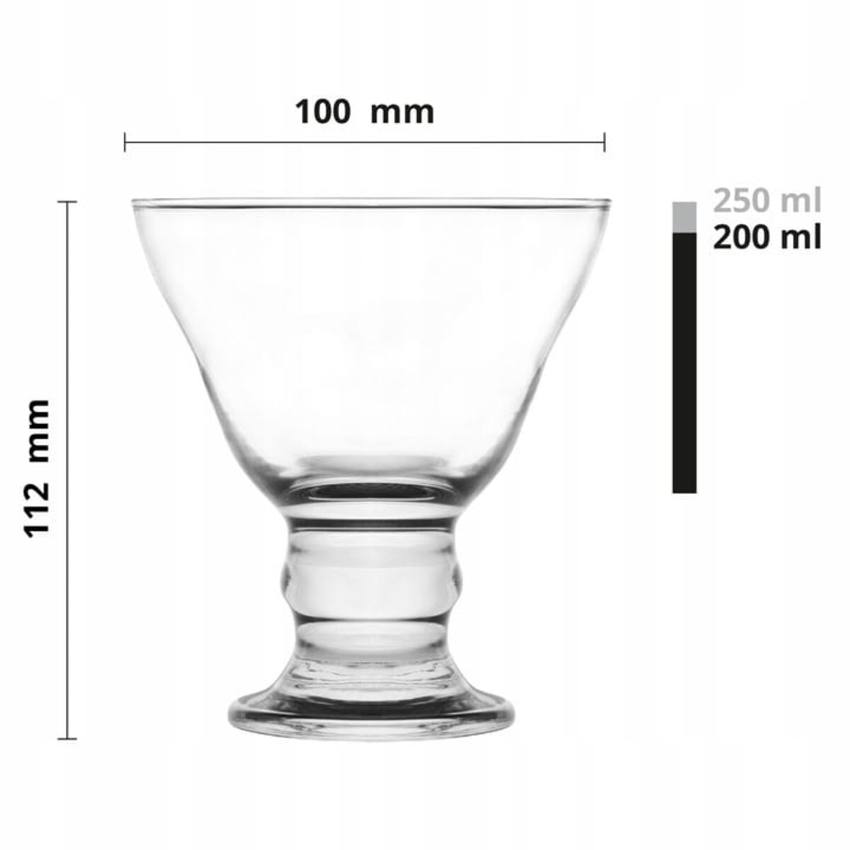 Pucharek do deserów lodów szklany na stopce 310ml 6szt Pucharki Zestaw Komplet