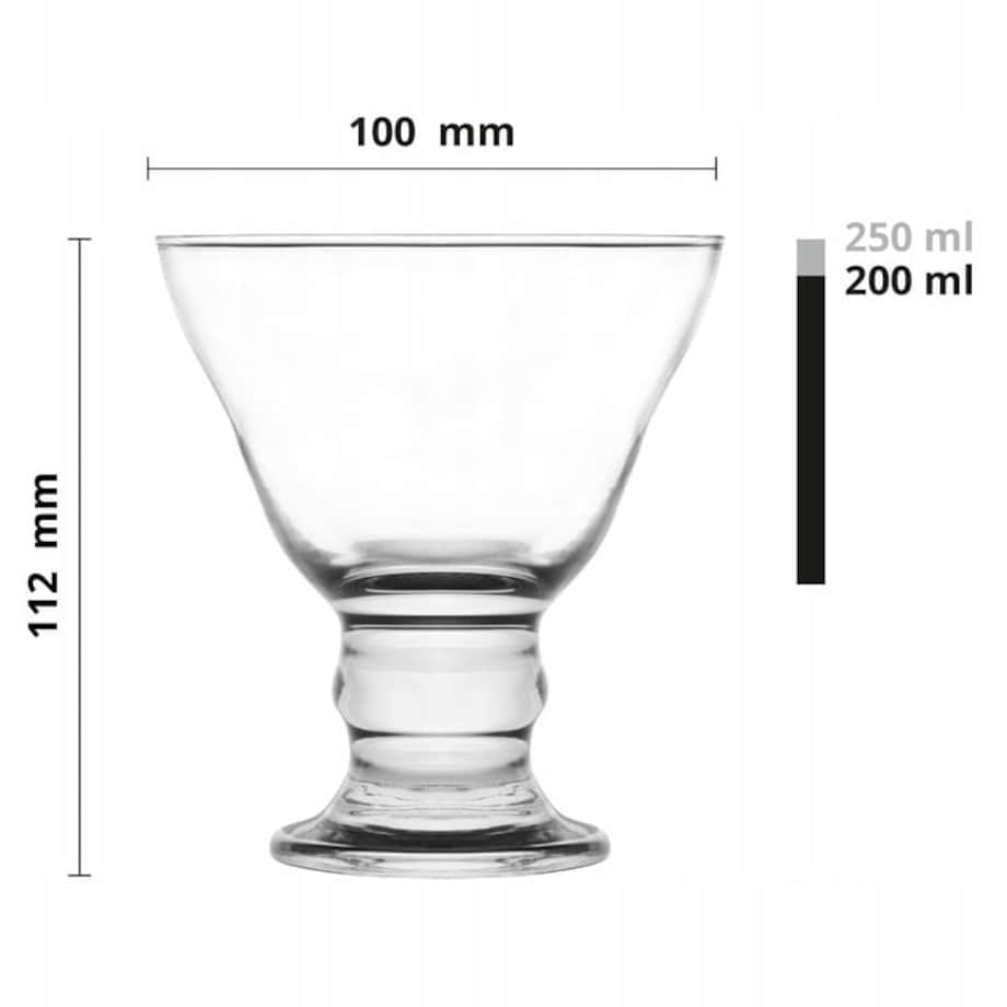 Pucharek do deserów lodów szklany na stopce 310ml 6szt Pucharki Zestaw Komplet